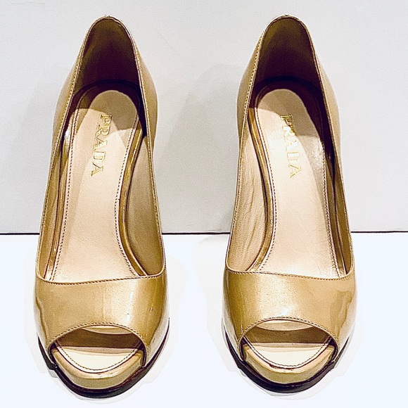 Prada Patent Leather Peep Toe Heel Nude - Picture 2 of 16